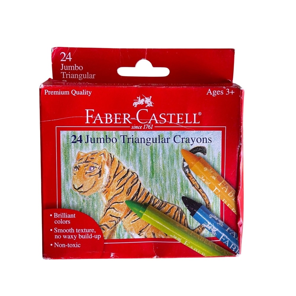 NEW Faber-Castell 24 triangular Colored Eco Wax Crayons Premium Quality